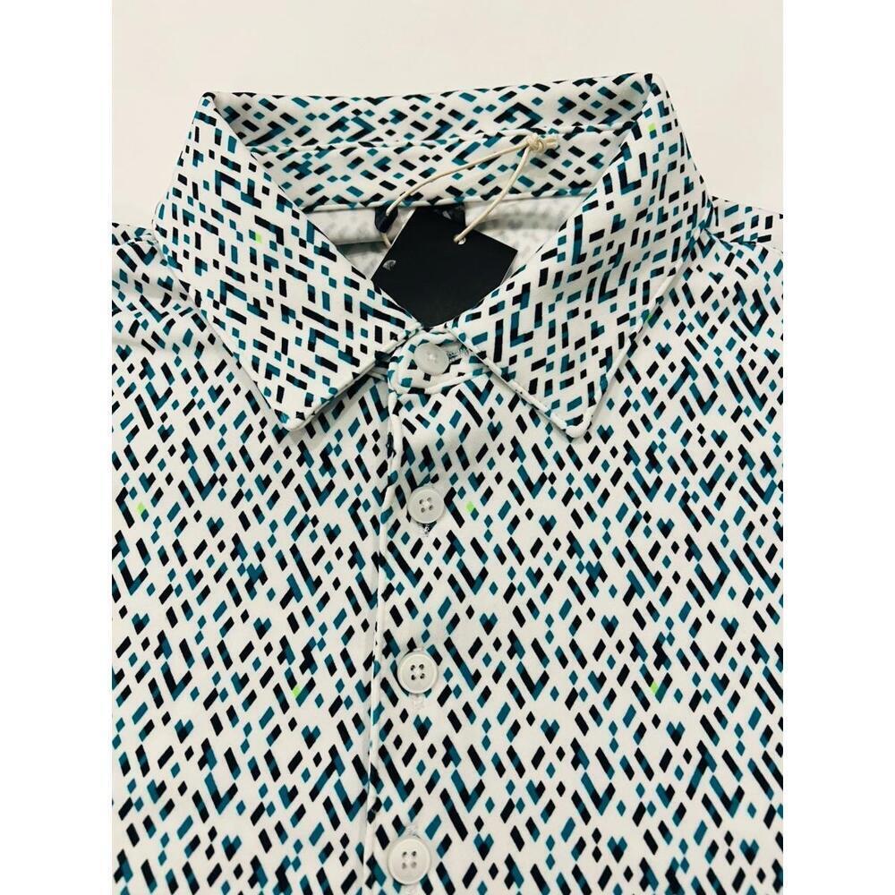 $80 Men's adidas Ultimate365 Micro Argyle White/Pure Teal Golf Polo JI5270 M - Picture 4 of 7
